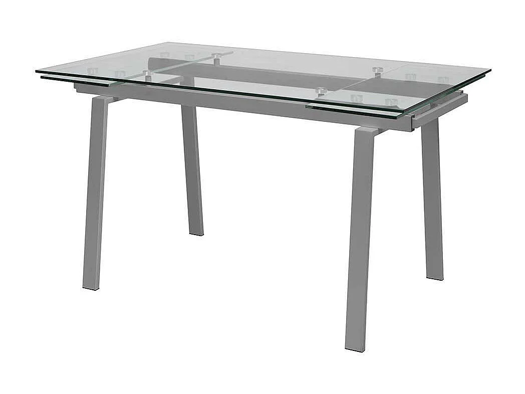 Esszimmertisch aus Sicherheitsglas und Metall verlängerbar