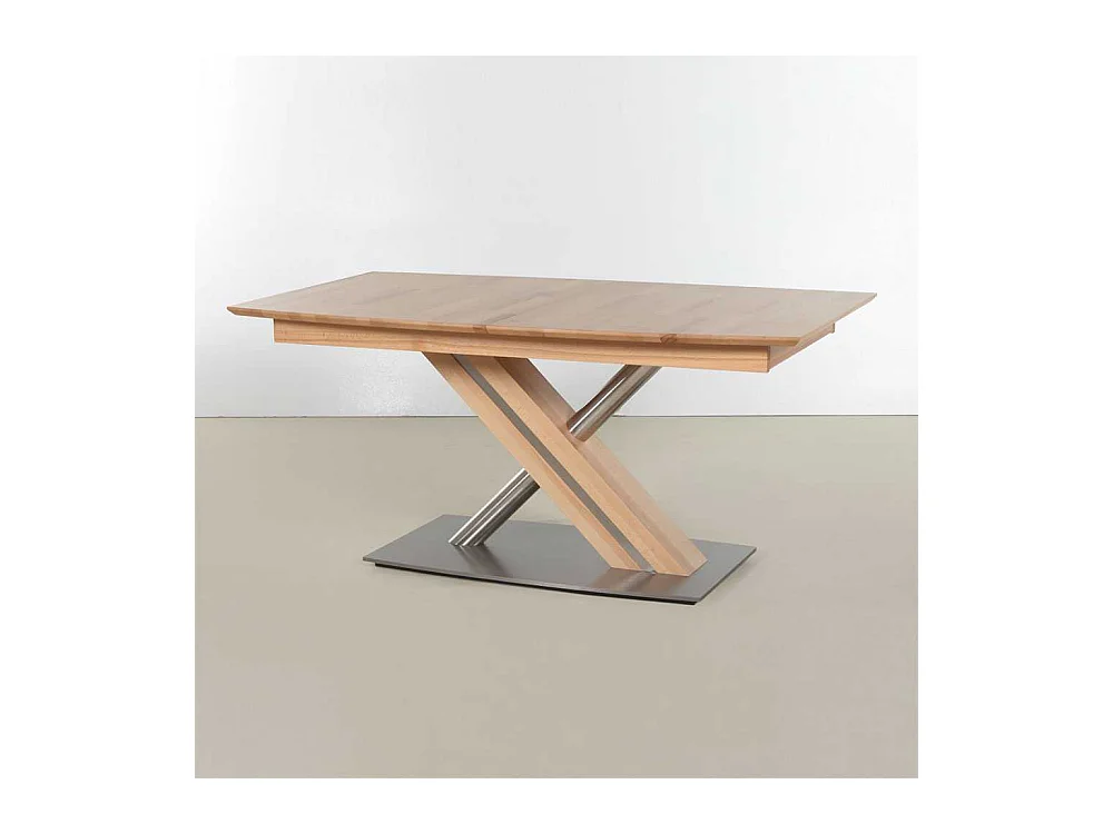 Esszimmertisch in Kernbuchefarben Edelstahl Optik