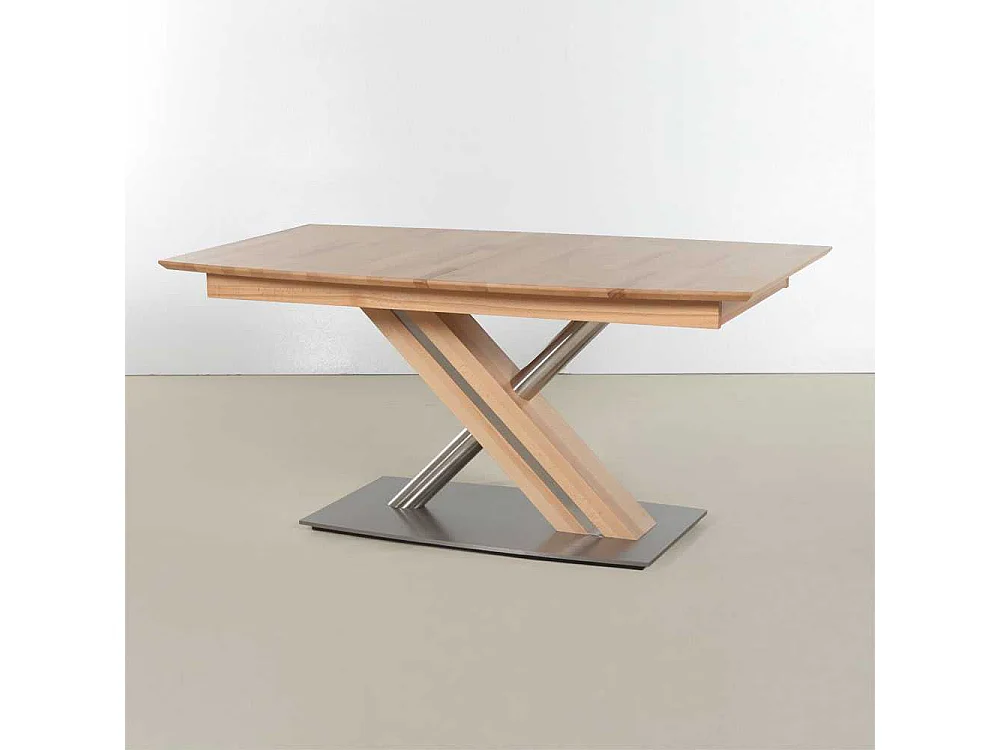 Esszimmertisch in Kernbuchefarben Edelstahl Optik