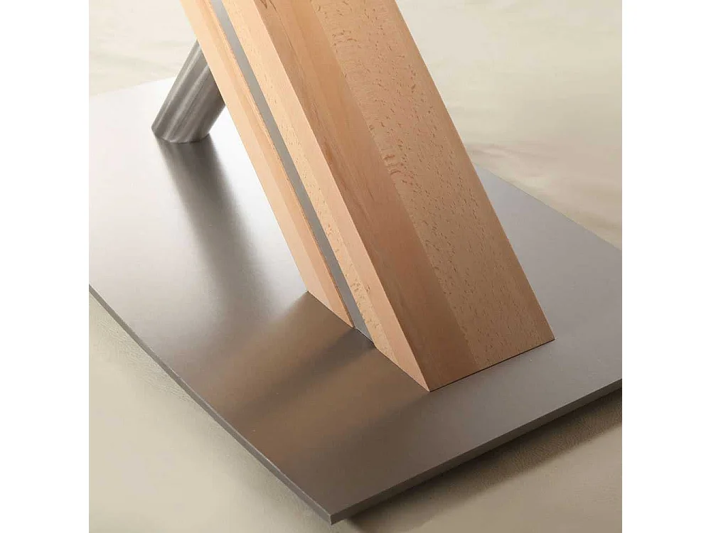 Esszimmertisch in Kernbuchefarben Edelstahl Optik