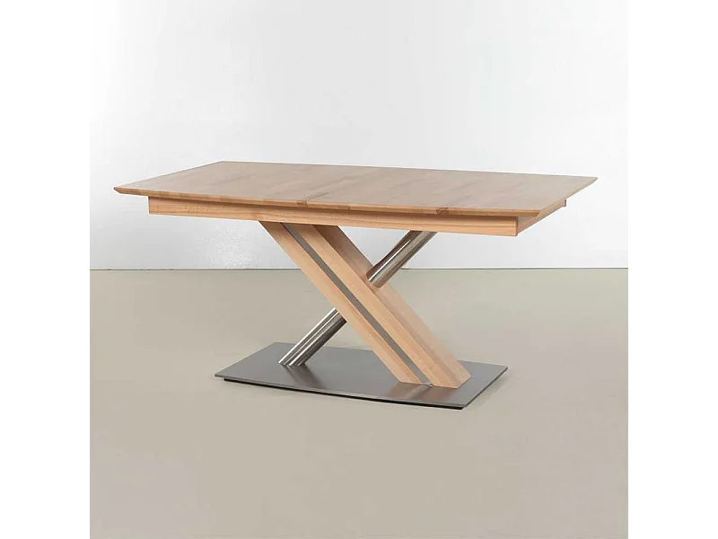 Esszimmertisch in Kernbuchefarben Edelstahl Optik