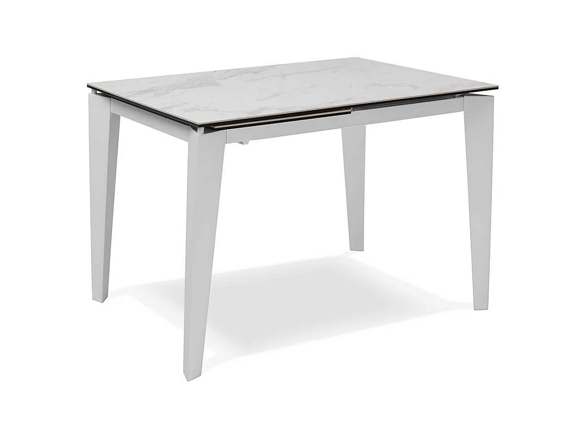 Esszimmertisch in Weiß Marmor Optik Glas Metall