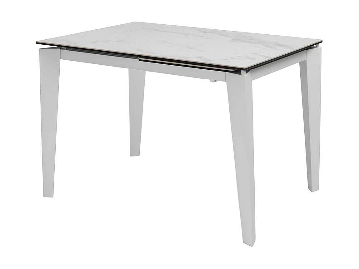 Esszimmertisch in Weiß Marmor Optik Glas Metall