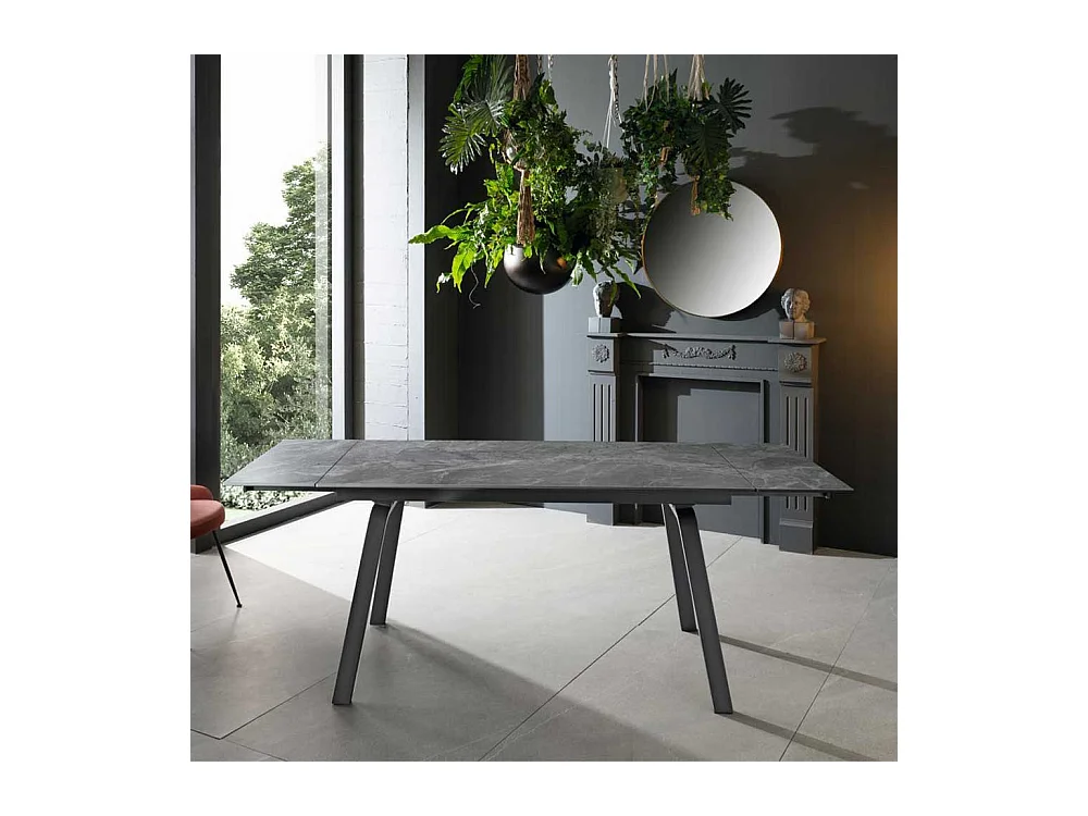 Esszimmer Tisch mit Keramikplatte grauer Marmor Optik