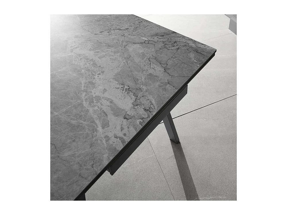 Esszimmer Tisch mit Keramikplatte grauer Marmor Optik