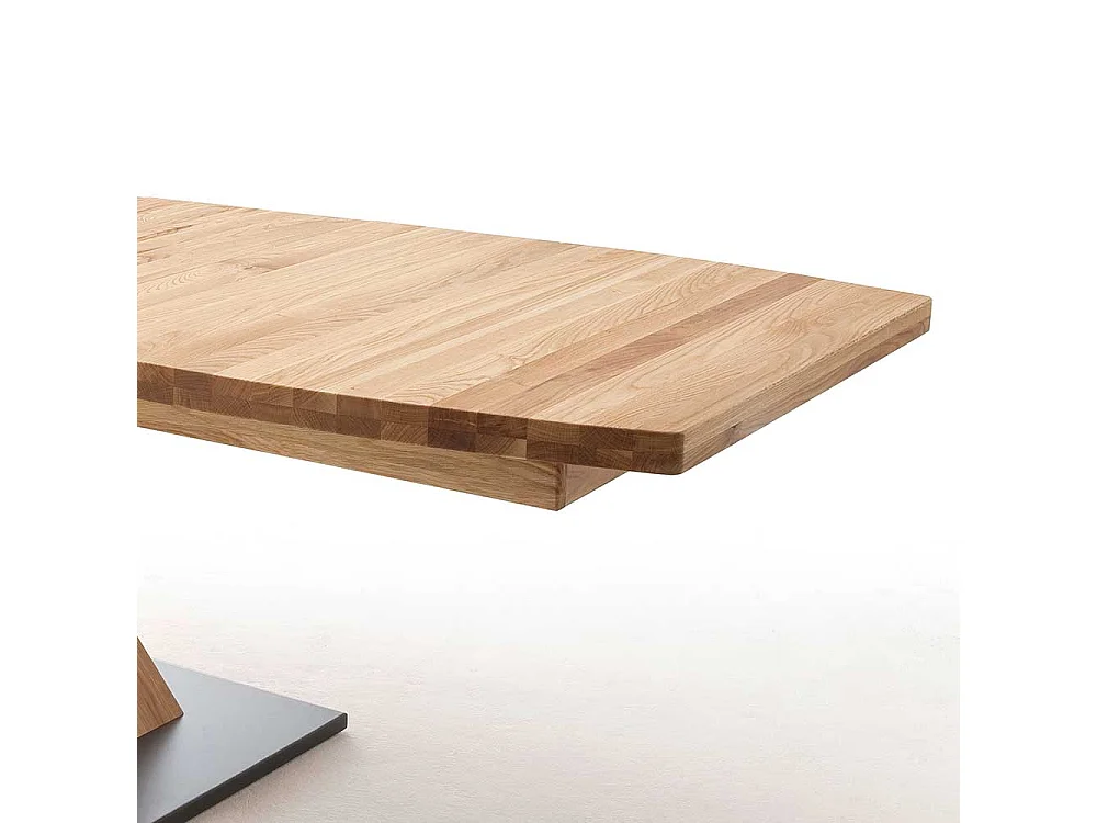 Ausziehtisch in Wildeichefarben und Schwarz Säulengestell