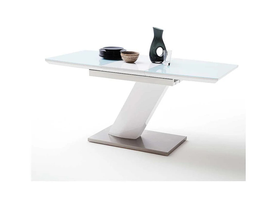 Design Esstisch mit Säulengestell Weiß Hochglanz
