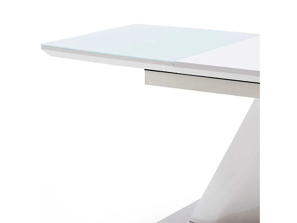 Design Esstisch mit Säulengestell Weiß Hochglanz