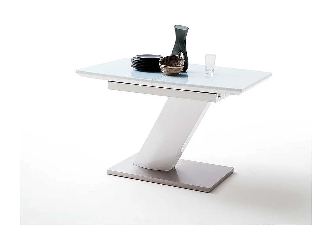 Design Esstisch mit Säulengestell Weiß Hochglanz