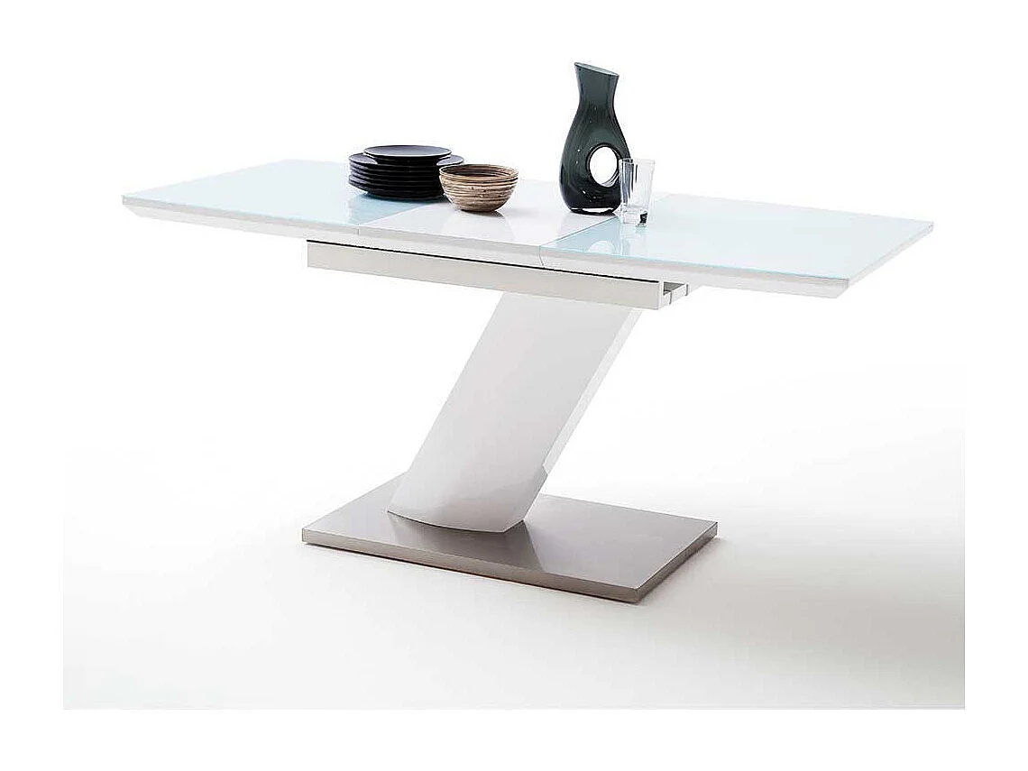 Design Esstisch mit Säulengestell Weiß Hochglanz
