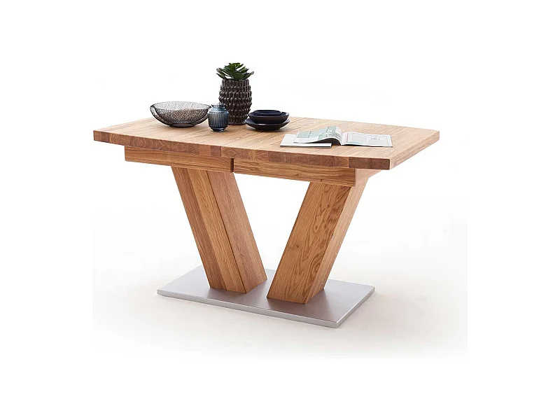 Esstisch aus Wildeiche Massivholz Bootsform