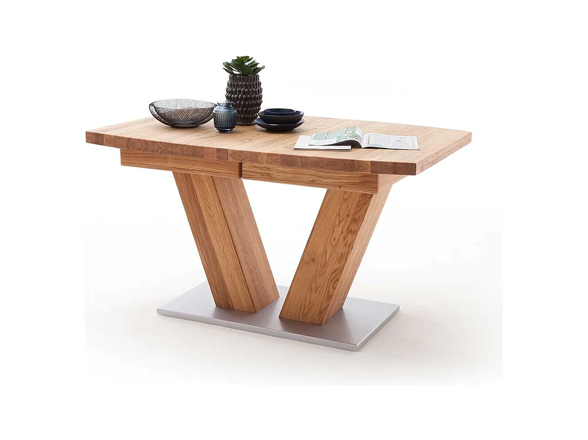 Esstisch aus Wildeiche Massivholz Bootsform