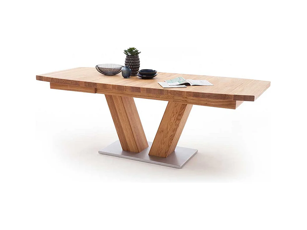 Esstisch aus Wildeiche Massivholz Bootsform