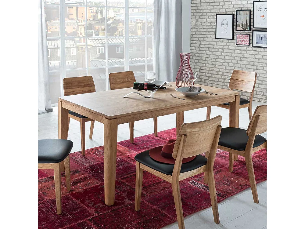 Echtholztisch aus Eiche Massivholz Kopfauszug