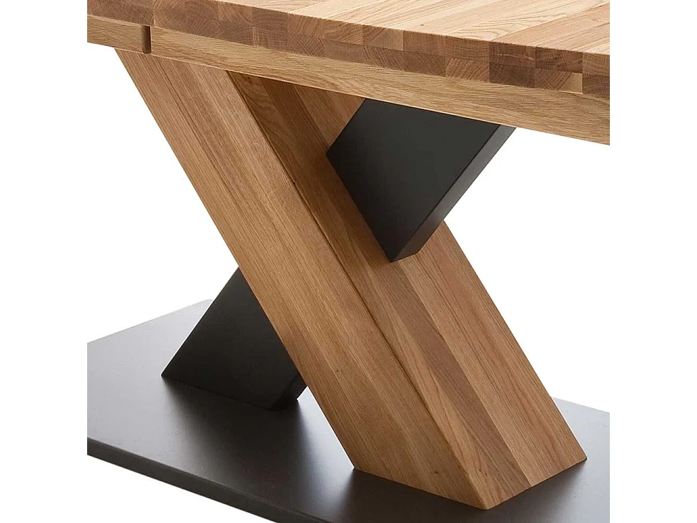 Ausziehtisch in Wildeichefarben und Schwarz Säulengestell