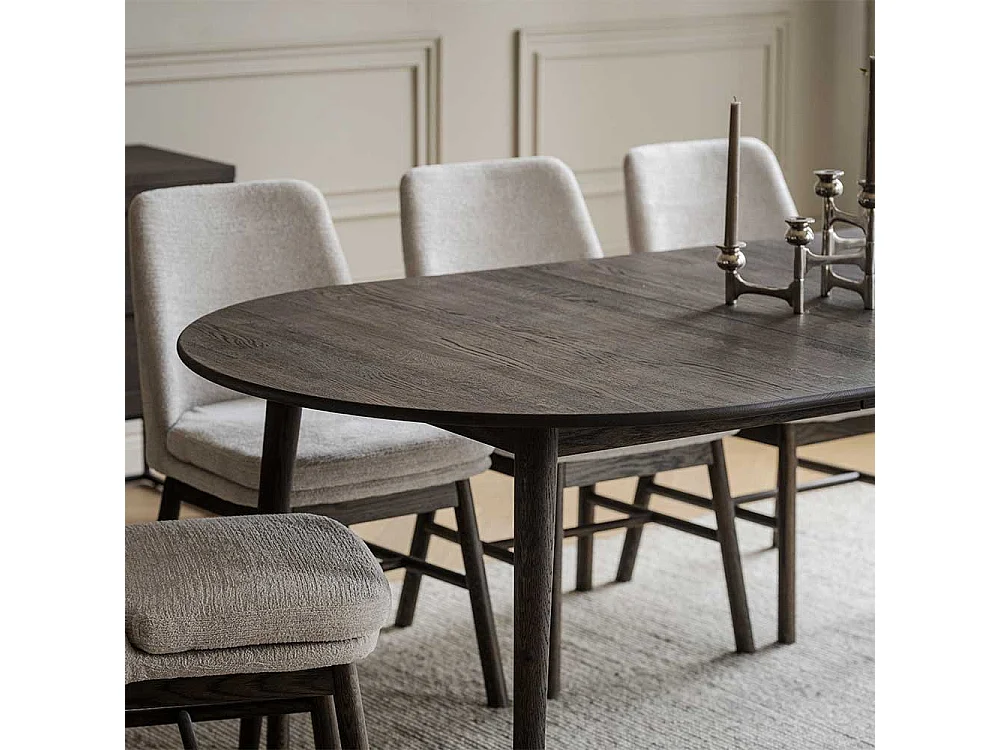 Dunkelbrauner Ausziehtisch aus Eiche Massivholz Skandi Design