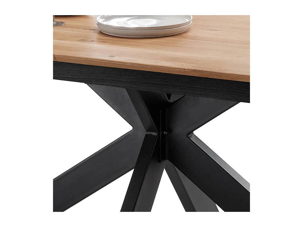 Ausziehtisch Massivholztisch mit Spider Gestell in Wildeichefarben