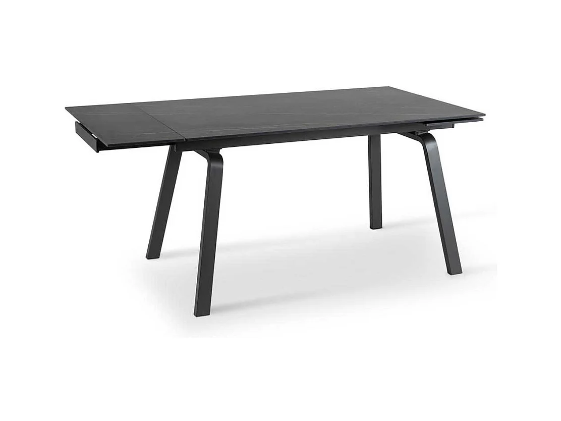 Ausziehtisch rechteckig mit Keramikplatte Schwarz Marmoroptik