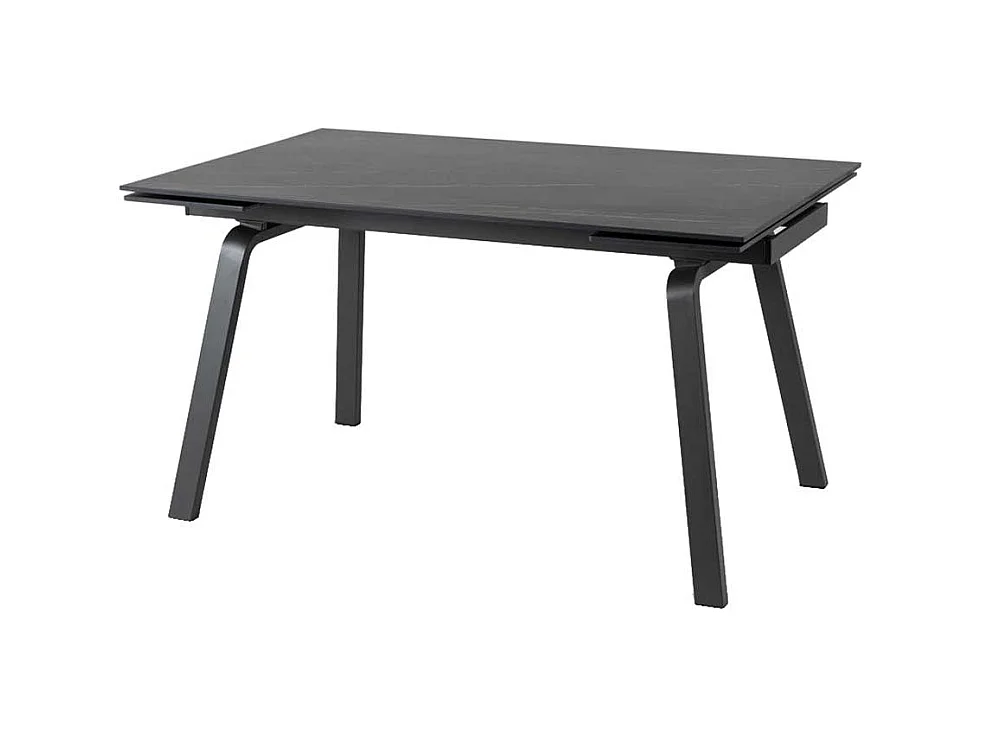 Ausziehtisch rechteckig mit Keramikplatte Schwarz Marmoroptik