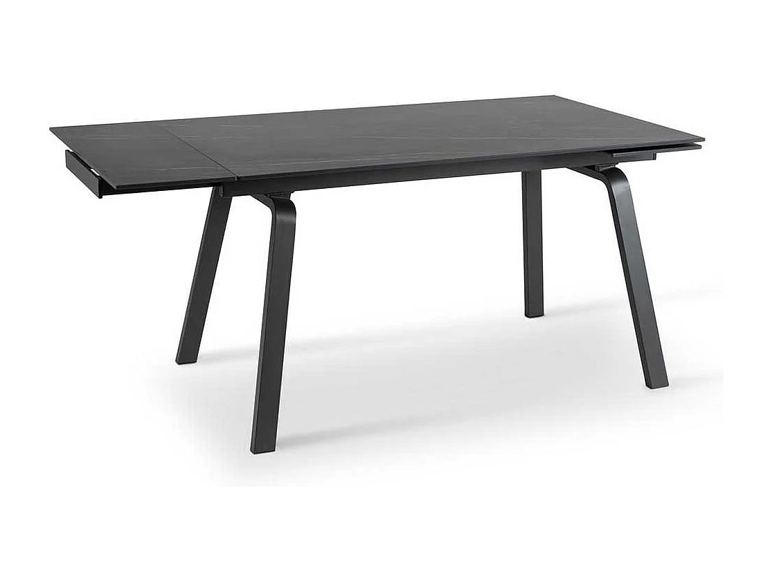 Ausziehtisch rechteckig mit Keramikplatte Schwarz Marmoroptik