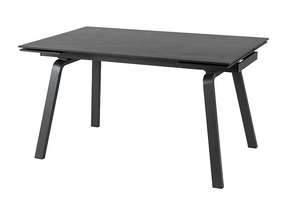 Ausziehtisch rechteckig mit Keramikplatte Schwarz Marmoroptik