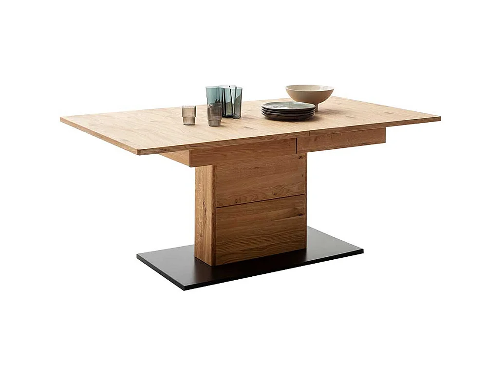 Esszimmer Tisch mit Auszug in Wildeichefarben Anthrazit