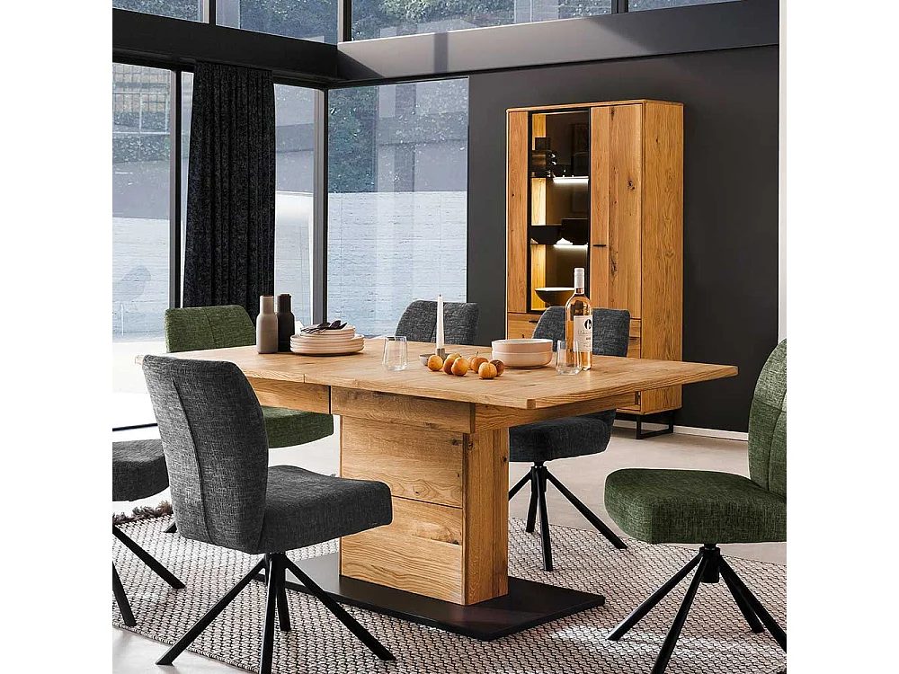 Esszimmer Tisch mit Auszug in Wildeichefarben Anthrazit