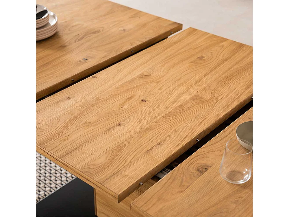 Esszimmer Tisch mit Auszug in Wildeichefarben Anthrazit