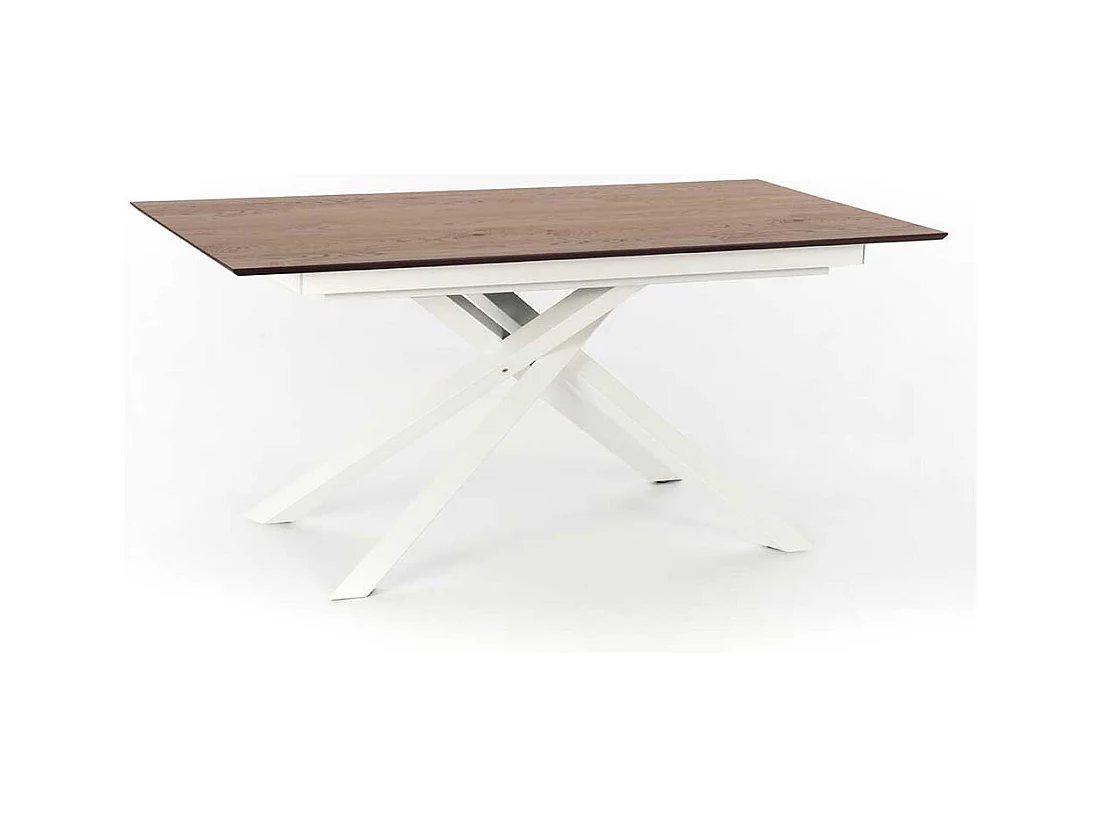 Ausziehtisch in Weiß und Eichefarben Mikado Fußgestell