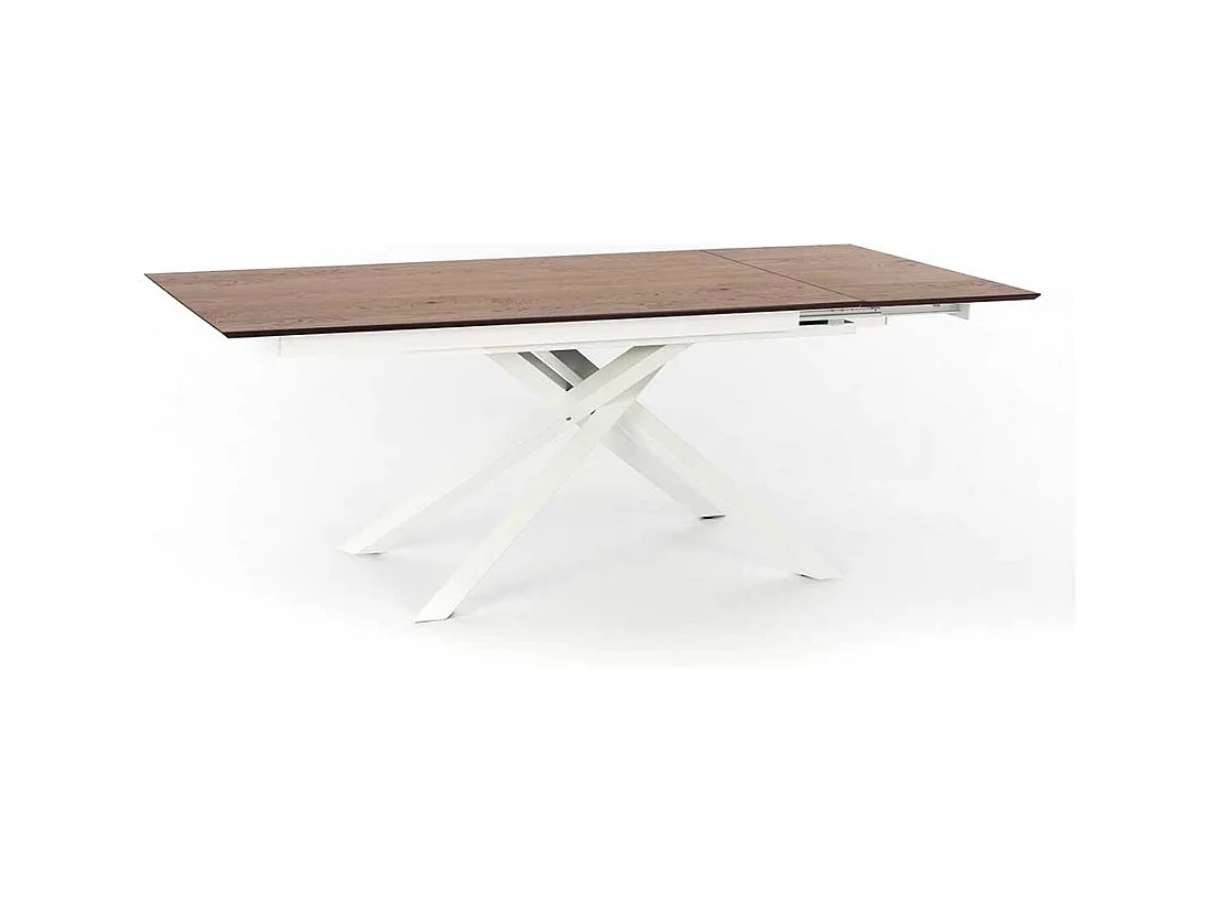 Ausziehtisch in Weiß und Eichefarben Mikado Fußgestell