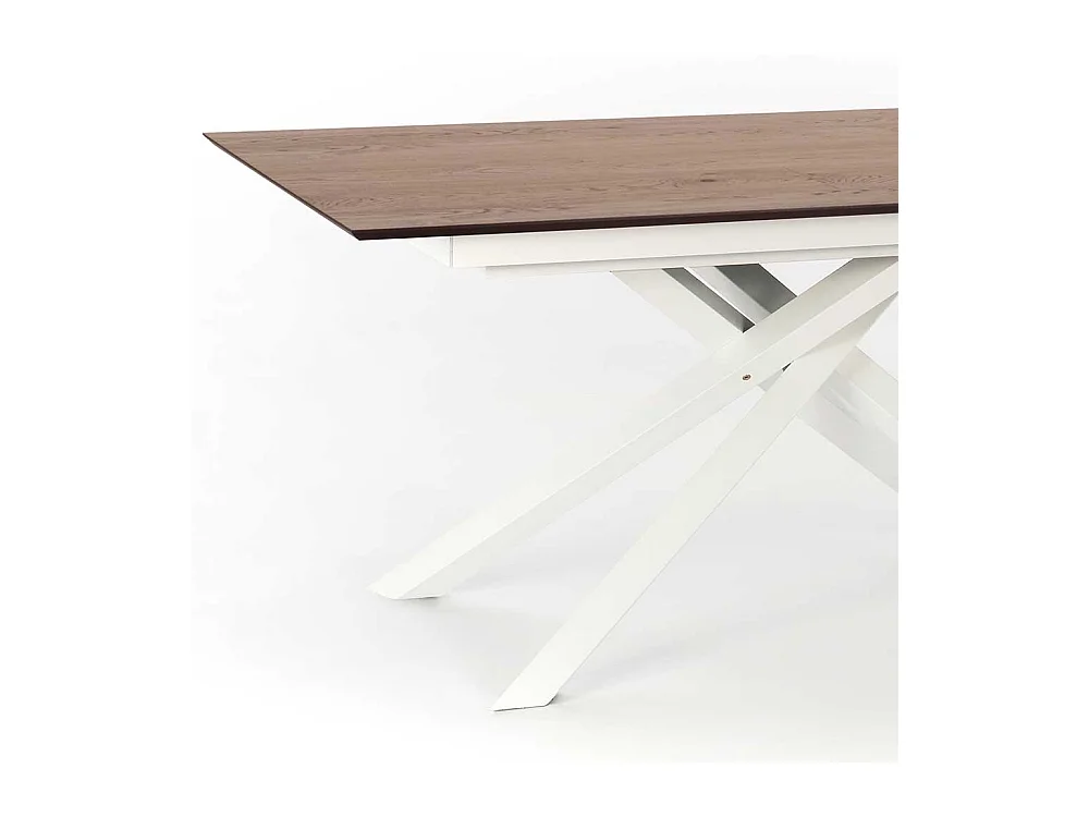 Ausziehtisch in Weiß und Eichefarben Mikado Fußgestell