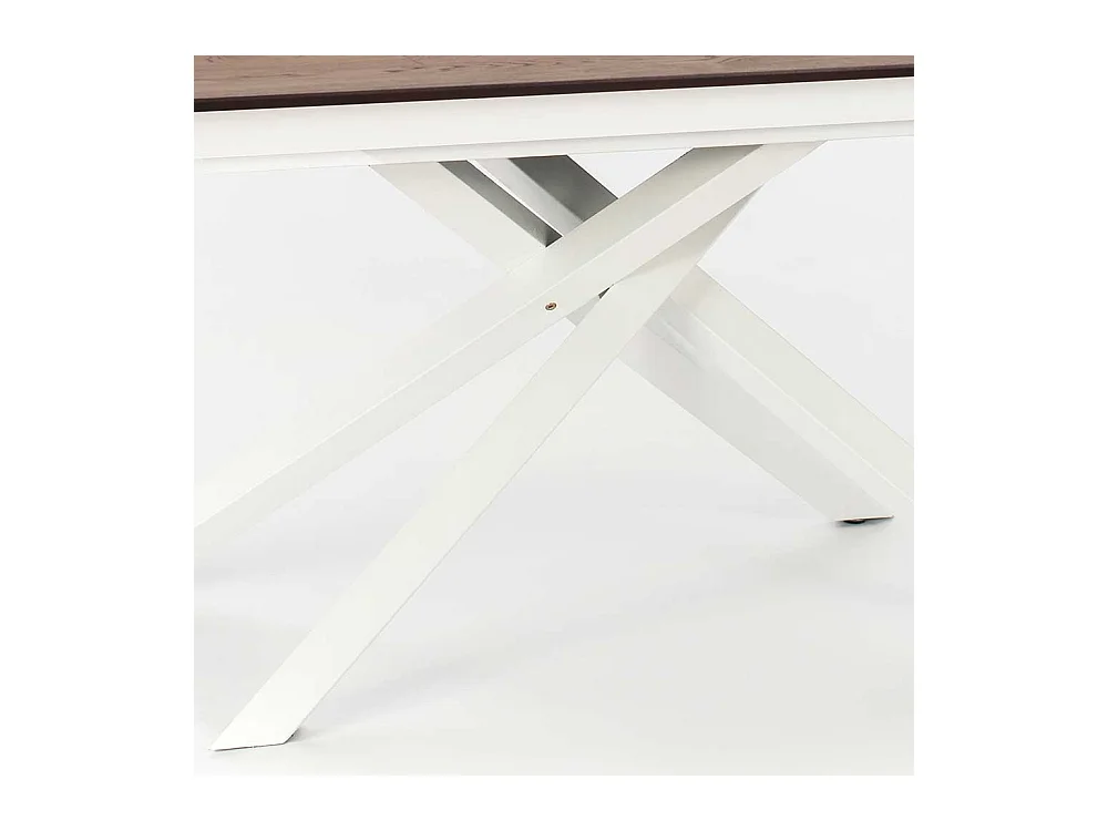 Ausziehtisch in Weiß und Eichefarben Mikado Fußgestell