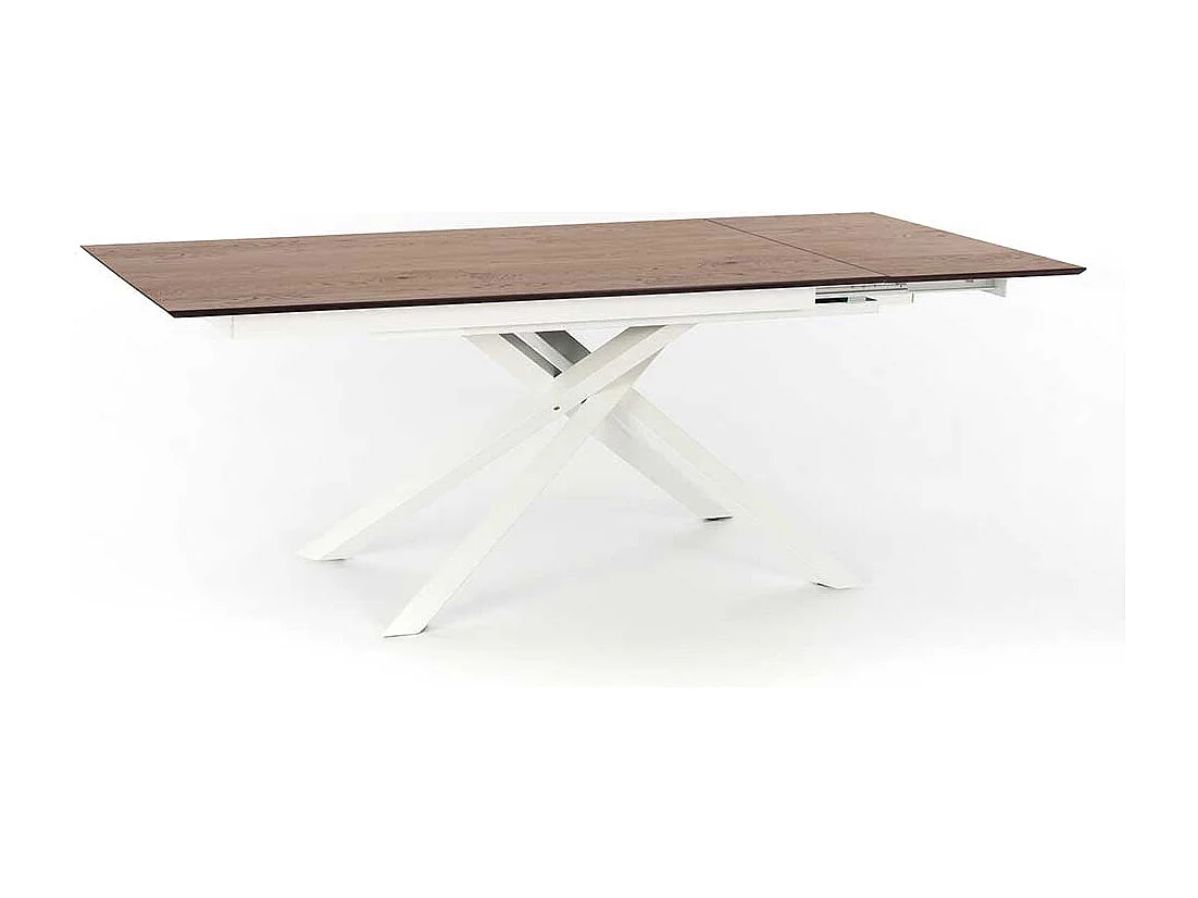 Ausziehtisch in Weiß und Eichefarben Mikado Fußgestell