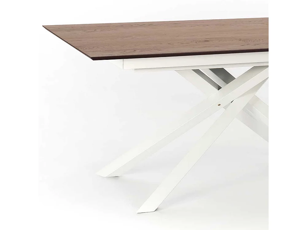 Ausziehtisch in Weiß und Eichefarben Mikado Fußgestell