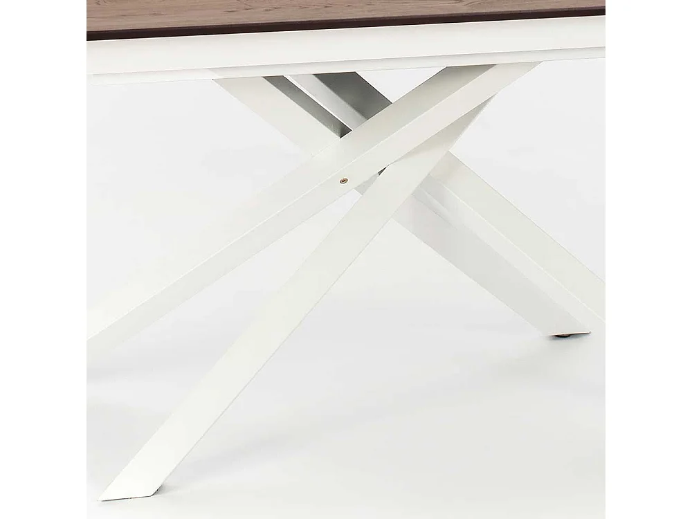 Ausziehtisch in Weiß und Eichefarben Mikado Fußgestell