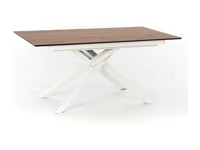 Ausziehtisch in Weiß und Eichefarben Mikado Fußgestell