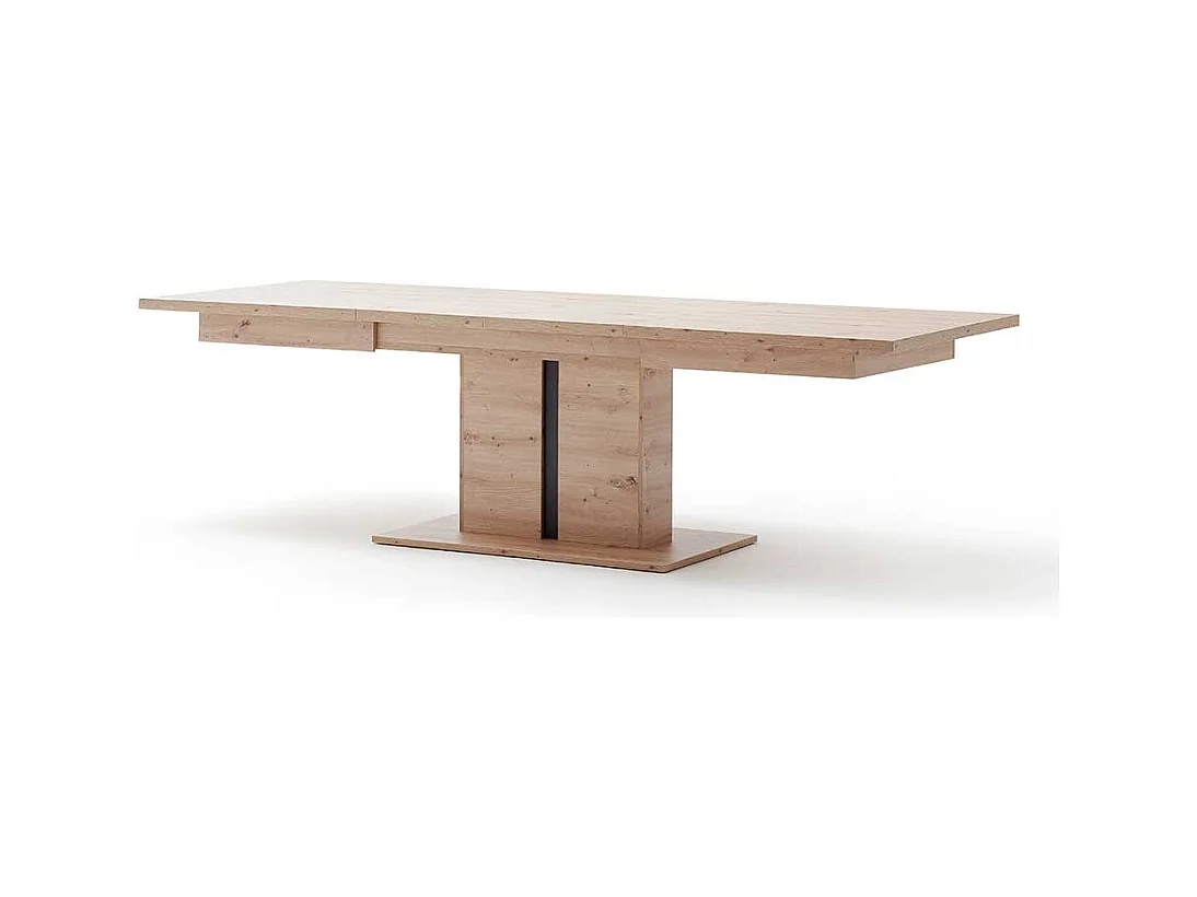 Säulen Esstisch in Eichefarben und Anthrazit Mittelauszug