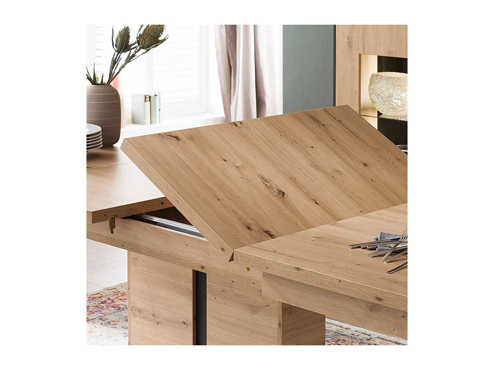 Säulen Esstisch in Eichefarben und Anthrazit Mittelauszug