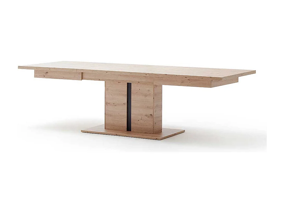 Säulen Esstisch in Eichefarben und Anthrazit Mittelauszug