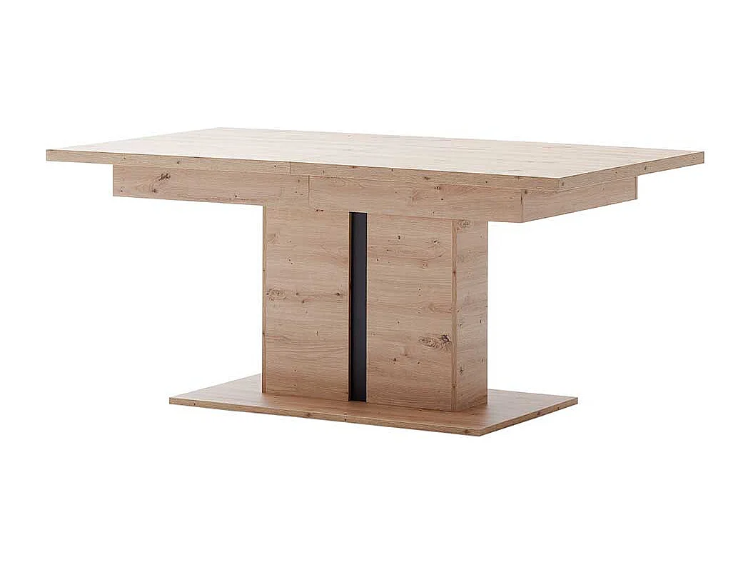 Säulen Esstisch in Eichefarben und Anthrazit Mittelauszug