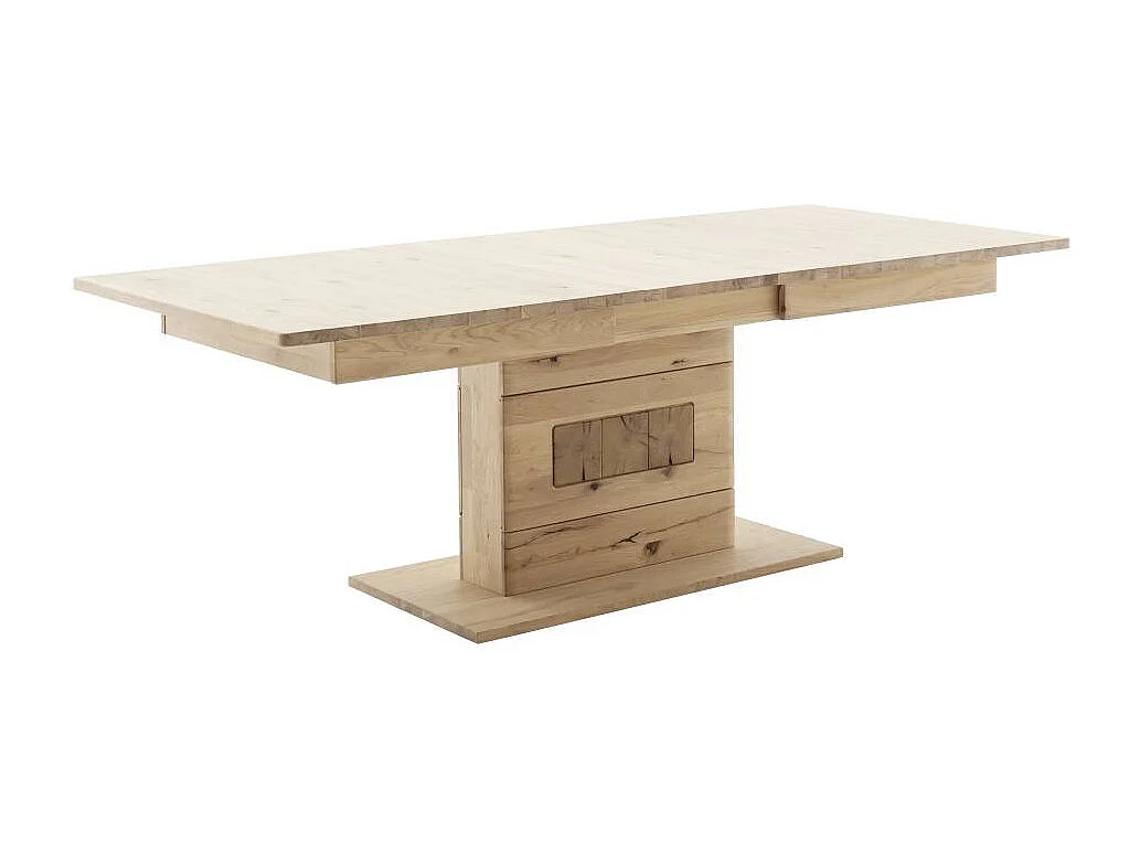 Ausziehtisch Massivholztisch in Asteiche hell mit Hirnholz Applikation