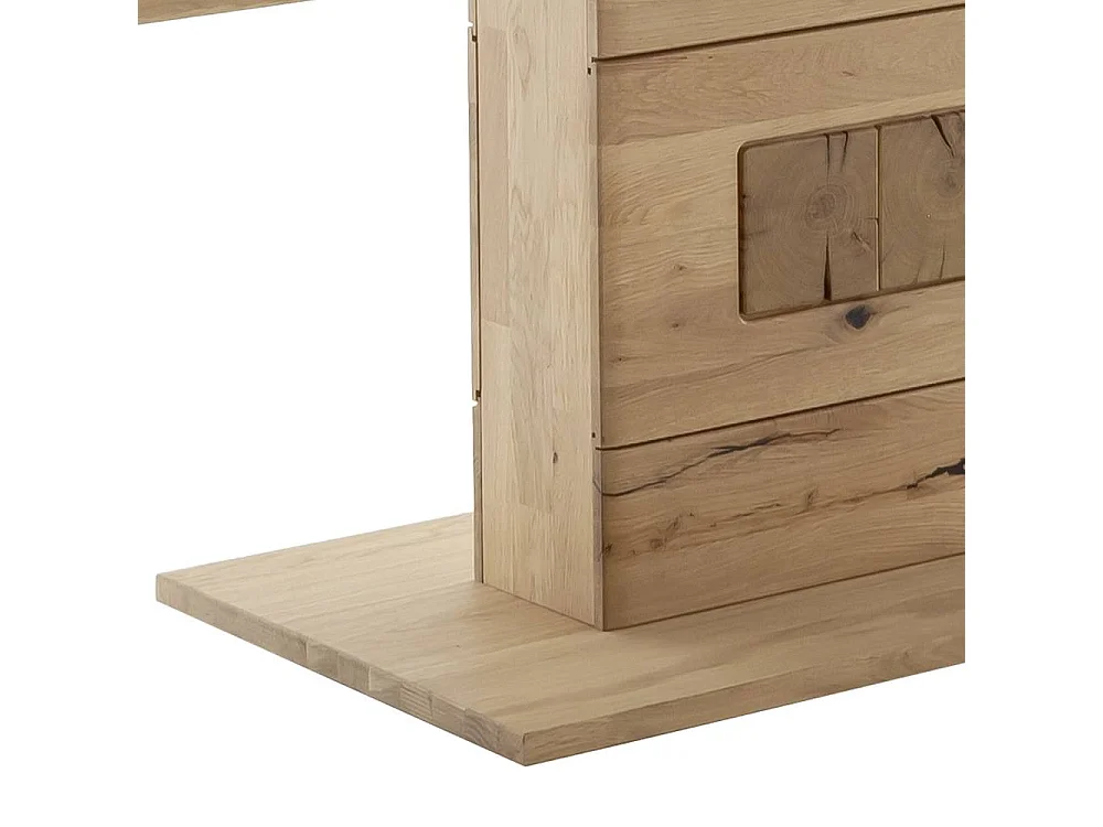 Ausziehtisch Massivholztisch in Asteiche hell mit Hirnholz Applikation