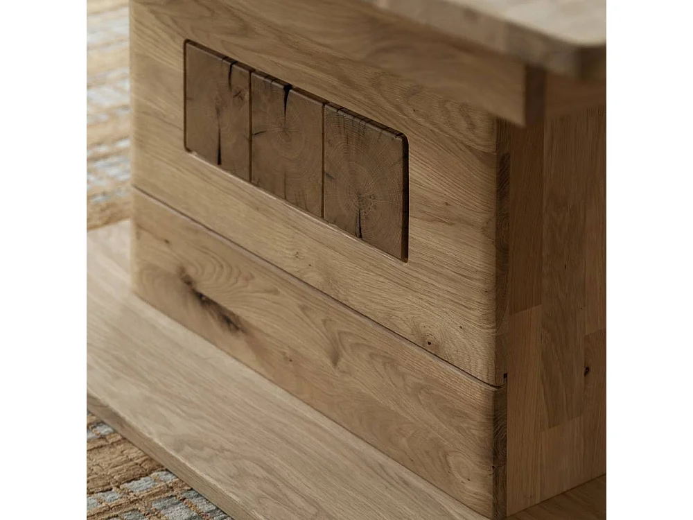 Ausziehtisch Massivholztisch in Asteiche hell mit Hirnholz Applikation