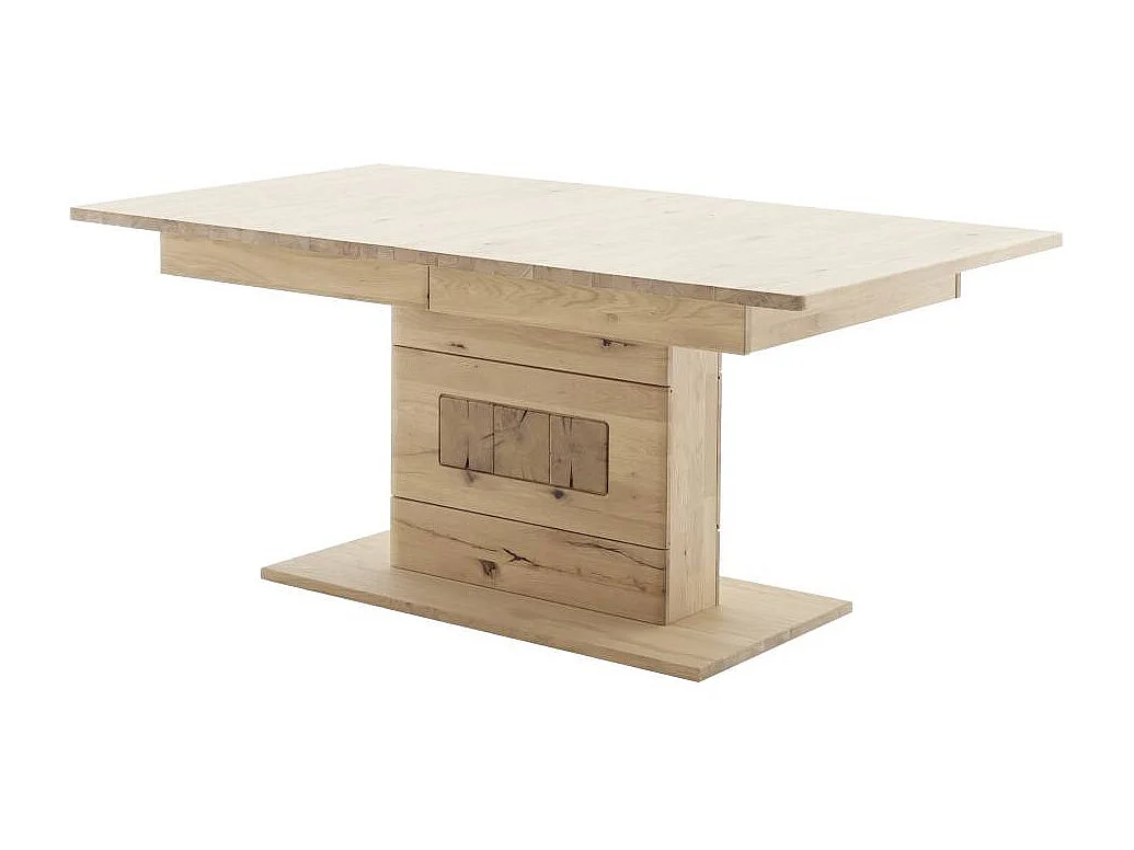 Ausziehtisch Massivholztisch in Asteiche hell mit Hirnholz Applikation