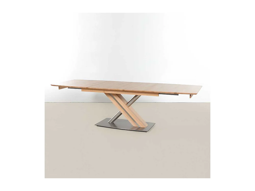 Esszimmertisch in Kernbuchefarben Edelstahl Optik