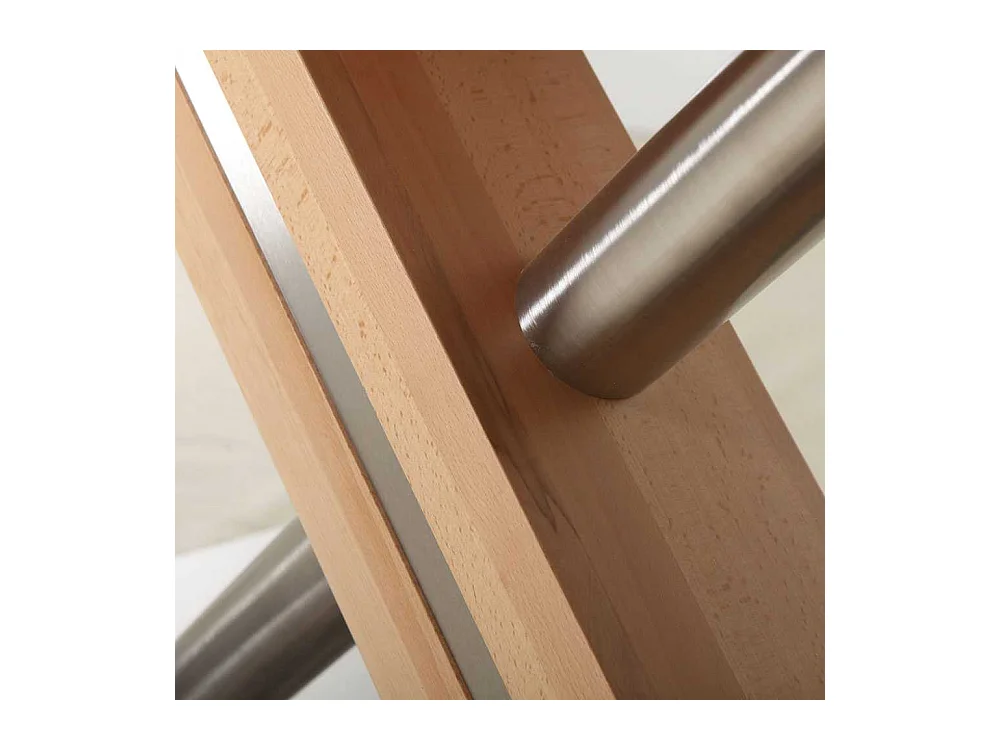 Esszimmertisch in Kernbuchefarben Edelstahl Optik