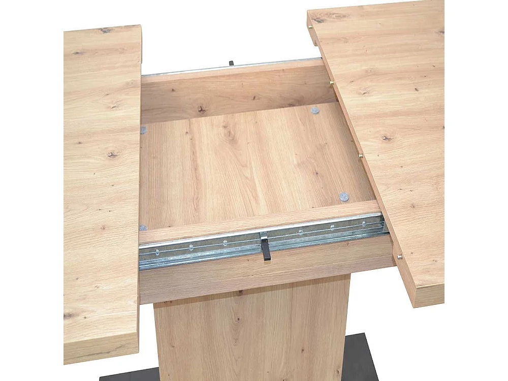 Ausziehesstisch in Wildeichefarben und Schwarz zwei Einlegeplatten