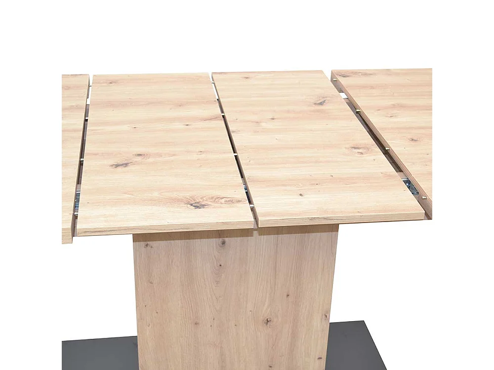 Ausziehesstisch in Wildeichefarben und Schwarz zwei Einlegeplatten