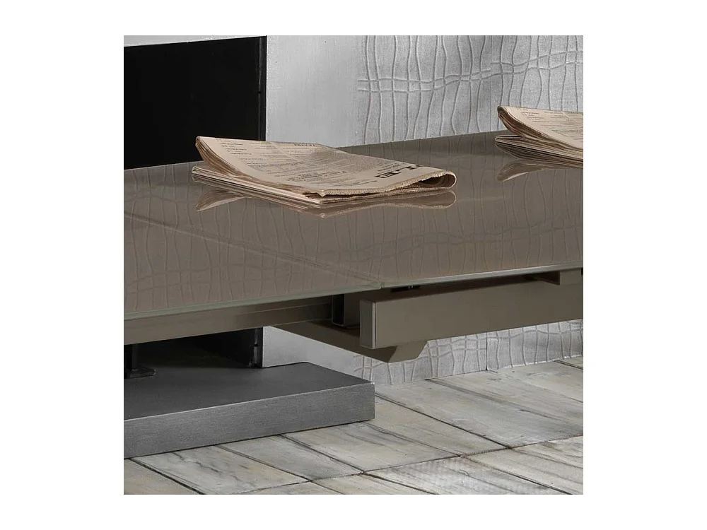 Ausziehtisch mit brauner Glasplatte modern