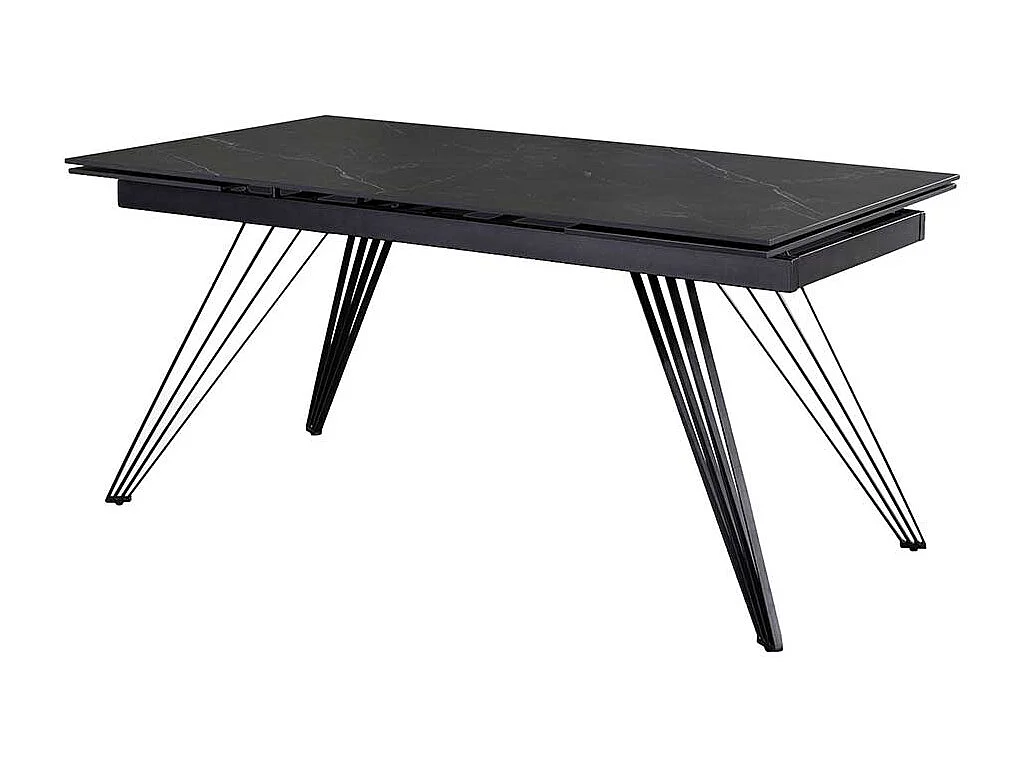 Moderner Esszimmertisch mit Keramikplatte schwarze Marmor Optik